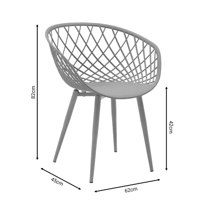 Armchair Ezra pakoworld cappuccino pp-natural color metal leg 62.5x56x82cm