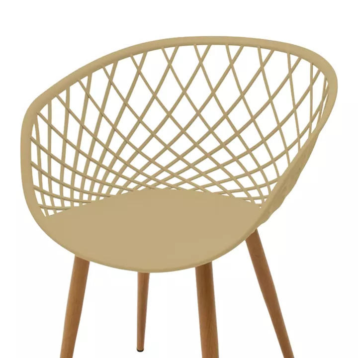 Armchair Ezra pakoworld cappuccino pp-natural color metal leg 62.5x56x82cm
