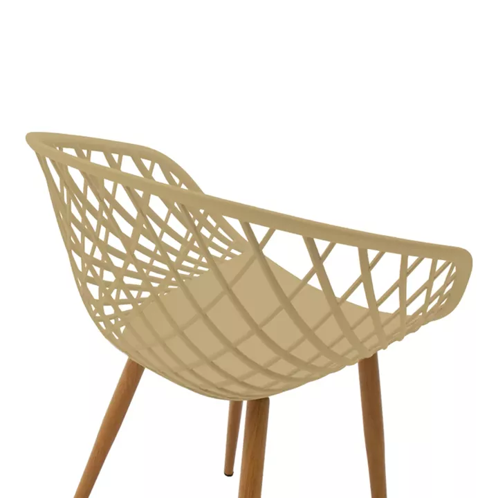 Armchair Ezra pakoworld cappuccino pp-natural color metal leg 62.5x56x82cm