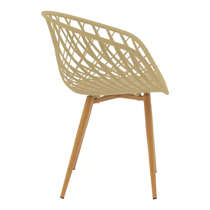 Armchair Ezra pakoworld cappuccino pp-natural color metal leg 62.5x56x82cm