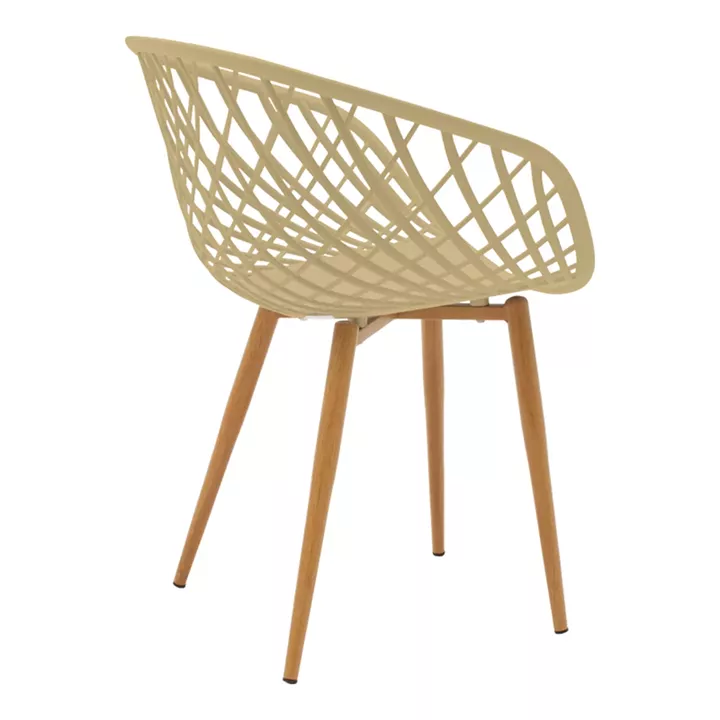 Armchair Ezra pakoworld cappuccino pp-natural color metal leg 62.5x56x82cm