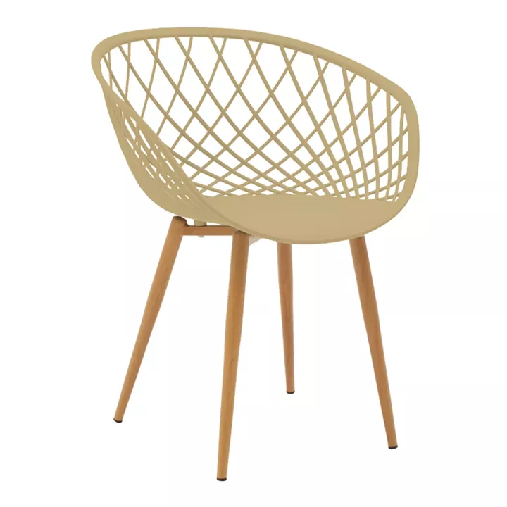 Armchair Ezra pakoworld cappuccino pp-natural color metal leg 62.5x56x82cm