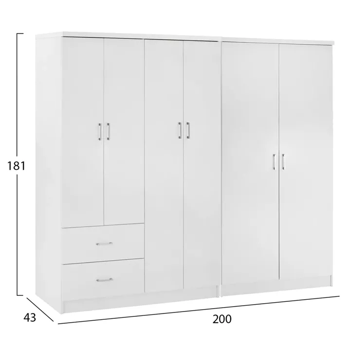 ΝΤΟΥΛΑΠΑ 6ΦΥΛΛΗ BLAKELY HM21235.05 ΜΕΛΑΜΙΝΗ ΧΡΩΜΑ ΛΕΥΚΟ 201x43x181Υεκ