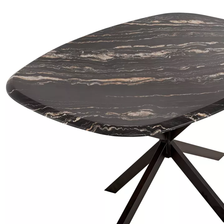 DINING TABLE OVAL RODDEN HM11903.02 WERZALIT TABLETOP IN BLACK/GOLD MARBLE LOOK-BLACK METAL BASE 146x94x75Hcm.