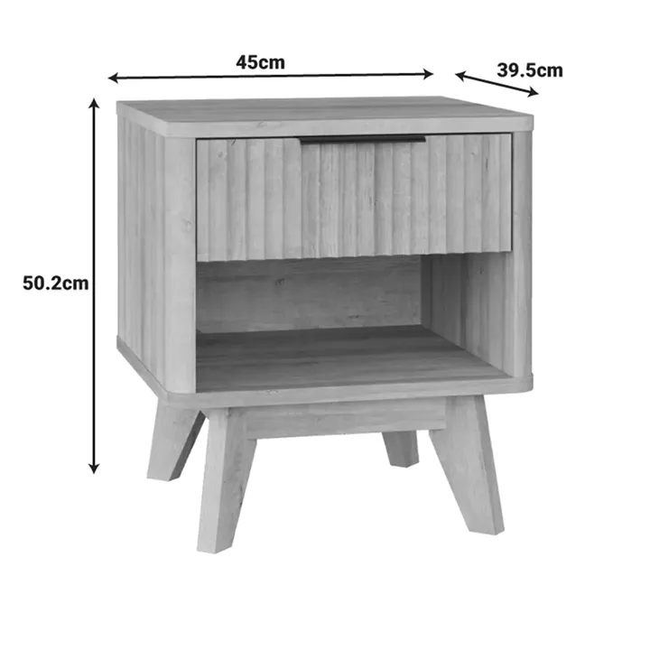 Hamea pakoworld mdf bed side table in natural shade 45x39.5x50.2cm