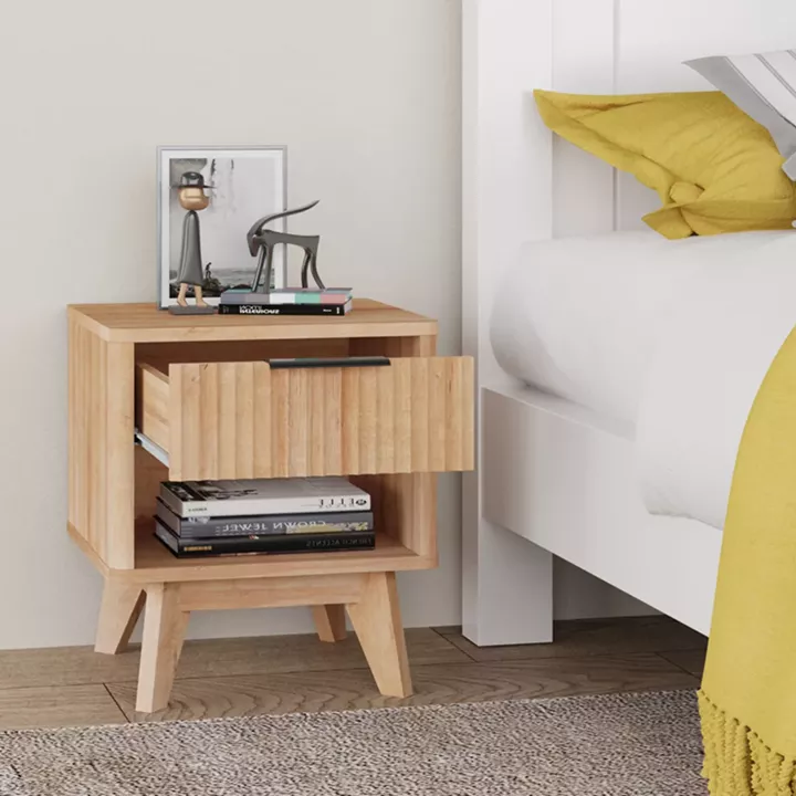 Hamea pakoworld mdf bed side table in natural shade 45x39.5x50.2cm