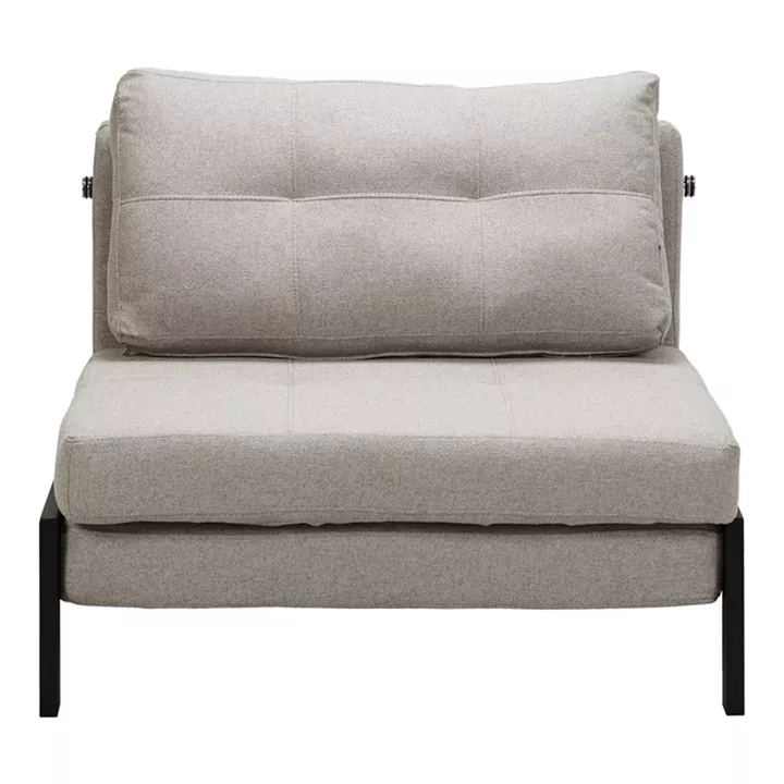 Fancy armchair-bed pakoworld beige-black fabric metal leg 95x98x70cm