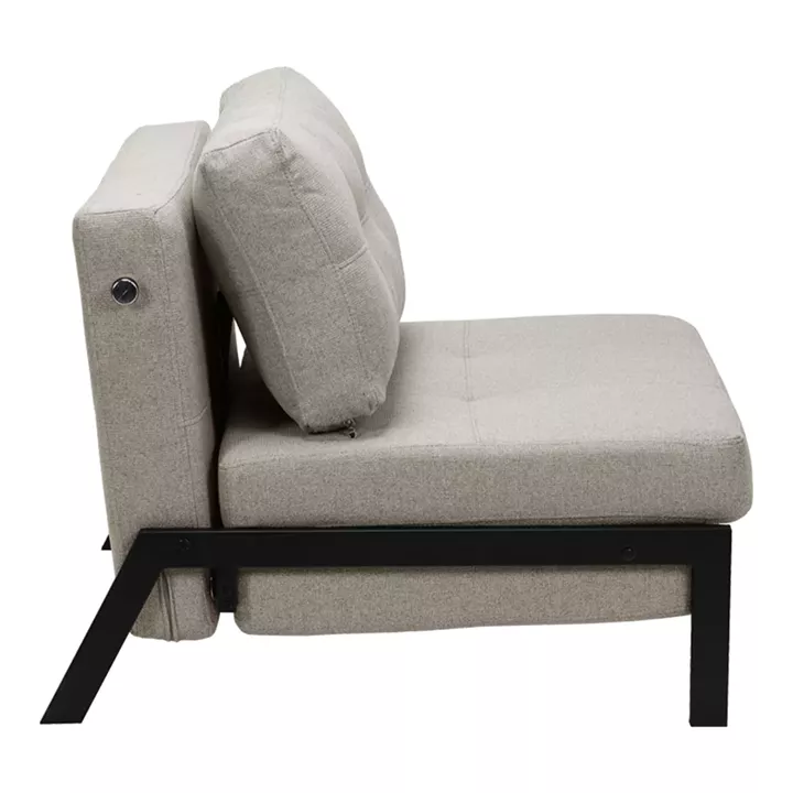 Fancy armchair-bed pakoworld beige-black fabric metal leg 95x98x70cm