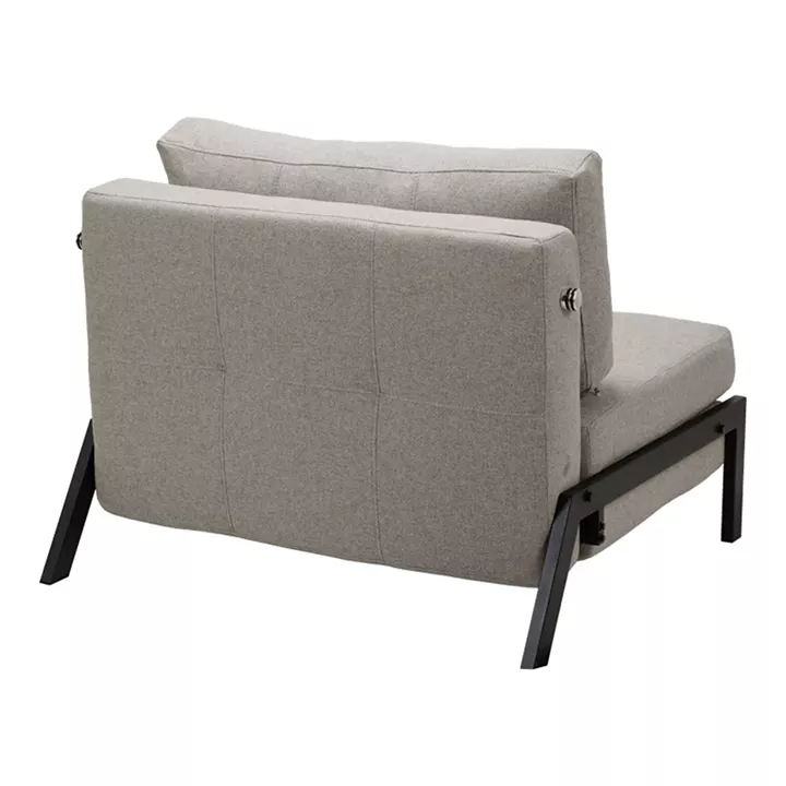 Fancy armchair-bed pakoworld beige-black fabric metal leg 95x98x70cm