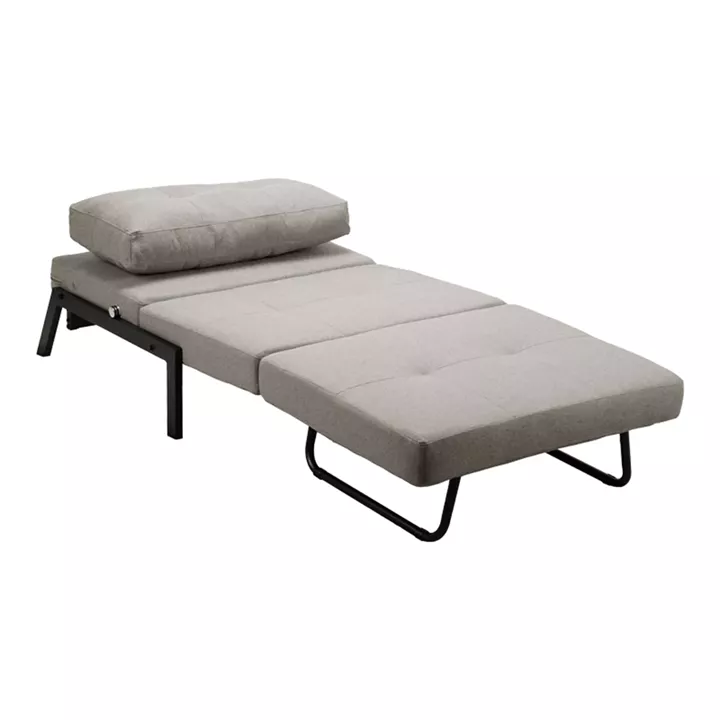 Fancy armchair-bed pakoworld beige-black fabric metal leg 95x98x70cm
