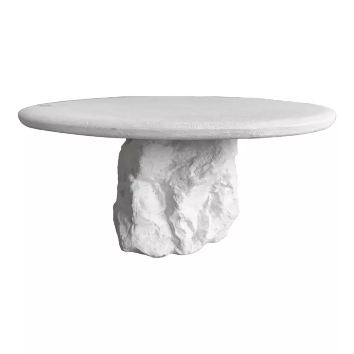 Τραπέζι σαλονιού Zinol pakoworld mdf-polyresin λευκό Φ77x36εκ