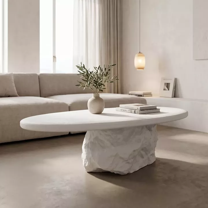 Coffee table Zinol pakoworld mdf-polyresin white 105x62x32cm