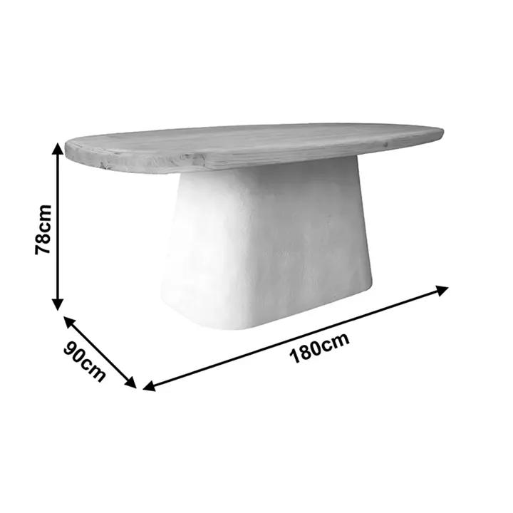 Τραπέζι Fessen pakoworld ξύλο ελάτου-mdf oak-λευκό 180x90x78εκ