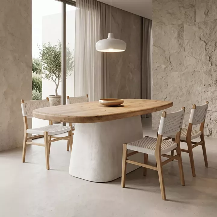 Τραπέζι Fessen pakoworld ξύλο ελάτου-mdf oak-λευκό 180x90x78εκ