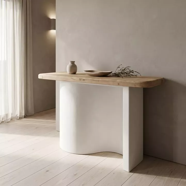 Κονσόλα Jeckie pakoworld ξύλο ελάτου-mdf oak-λευκό 120x38x80εκ