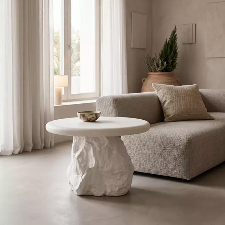Βοηθητικό τραπέζι Zinol pakoworld mdf-polyresin λευκό Φ58x41εκ