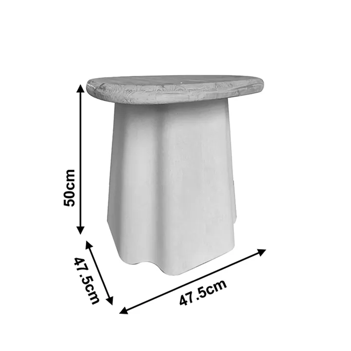 Side table Loberta pakoworld fir wood-mdf in natural-ecru color D47.5x50cm