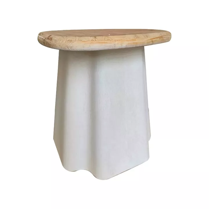 Side table Loberta pakoworld fir wood-mdf in natural-ecru color D47.5x50cm