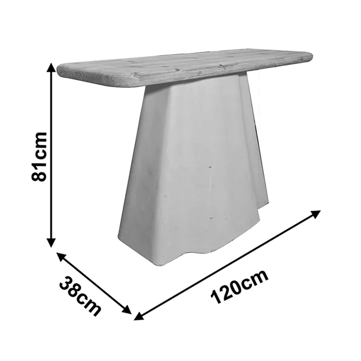 Console table Loberta pakoworld fir wood-mdf in natural-ecru color 120x38x81cm