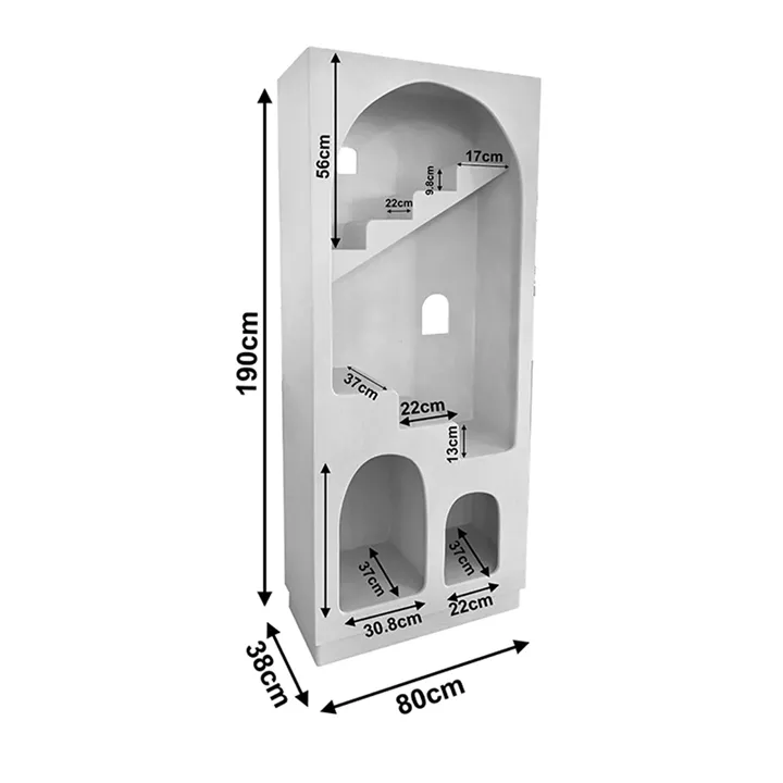 Bookcase Boolten pakoworld mdf white 80x38x190cm