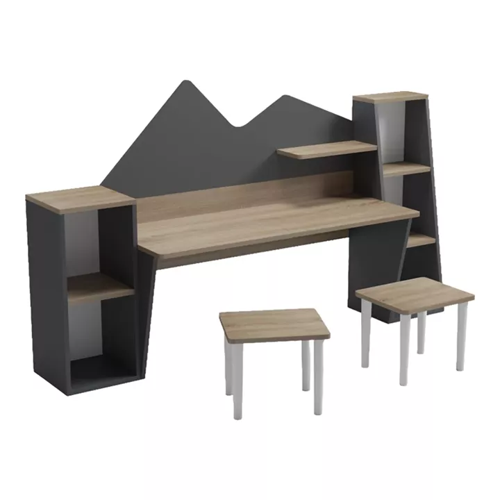 Παιδικό γραφείο με σκαμπο Dualto pakoworld sonoma-ανθρακί 180x30x93.6εκ