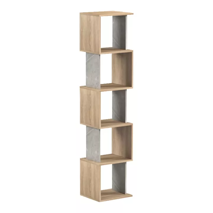 Βιβλιοθήκη Cubik pakoworld sonoma- γκρι μπεζ οψη μαρμάρου 35x30x161εκ