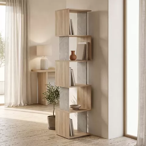 Cubik pakoworld sonoma with grey beige marble look bookcase 35x30x161cm