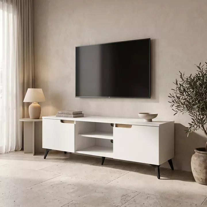 Έπιπλο τηλεόρασης Kemvio pakoworld  sonoma-λευκό 150x38x44εκ