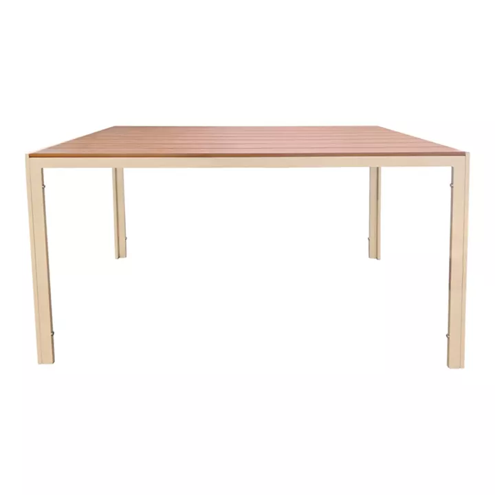 Τραπέζι Nares pakoworld αλουμίνιο cappuccino-plywood σε φυσική απόχρωση 140x80x72.5εκ