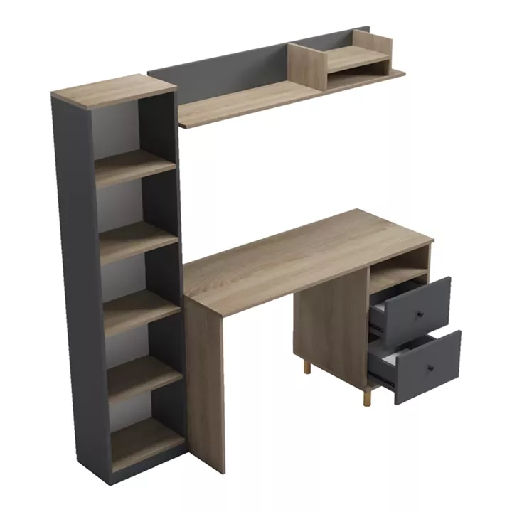 Σύνθεση γραφείου Kontor pakoworld sonoma-ανθρακί 120x50x160εκ