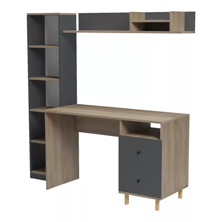 Σύνθεση γραφείου Kontor pakoworld sonoma-ανθρακί 120x50x160εκ