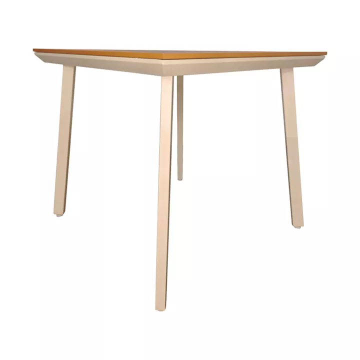 Τραπέζι Synergy pakoworld αλουμίνιο cappuccino-plywood σε φυσική απόχρωση 80x80x74εκ