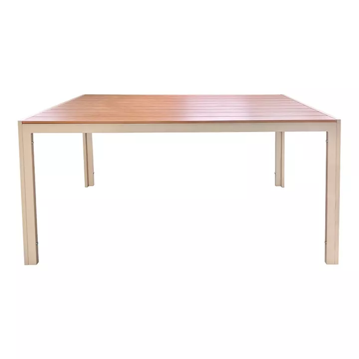 Τραπέζι Nares pakoworld αλουμίνιο cappuccino-plywood σε φυσική απόχρωση 180x90x72.5εκ