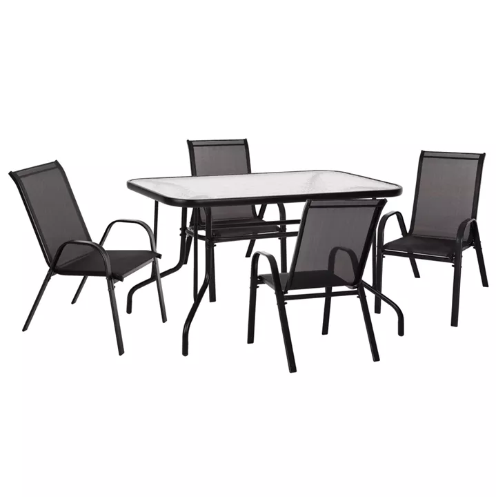 ΣΕΤ ΤΡΑΠΕΖΑΡΙΑΣ 5ΤΜΧ ADAM HM10896.03 ΤΡΑΠΕΖΙ 120x70εκ & 4 ΠΟΛΥΘΡΟΝΕΣ--ΜΑΥΡΟ