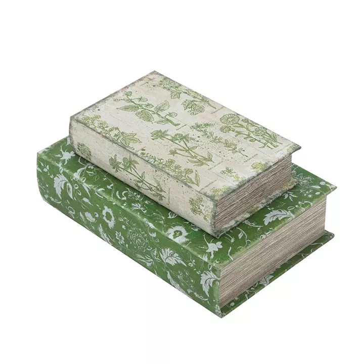 Artekko Book Πράσινα Διακοσμητικά Βιβλία MDF με Αποθηκευτικό Χώρο 2pcs