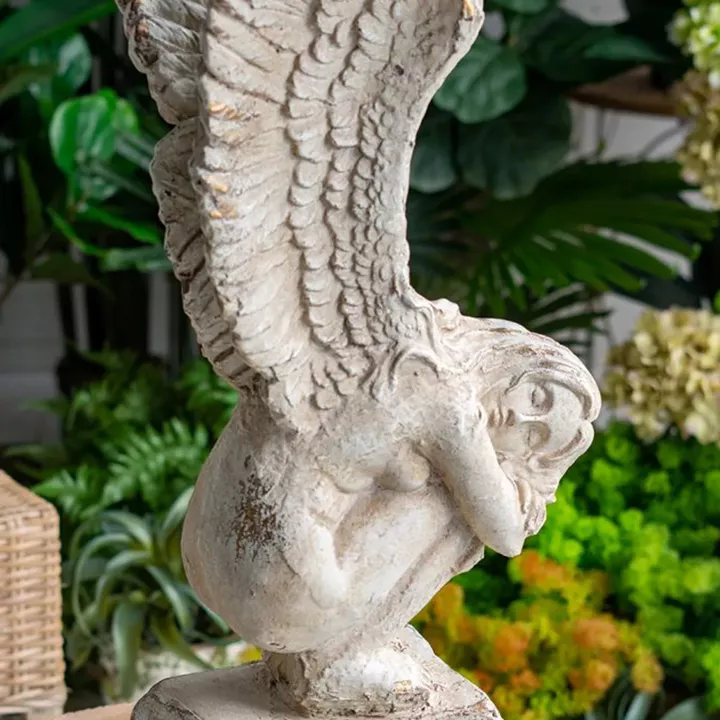 Artekko Statue Διακοσμητικό Γλυπτό από Μαγνήσιο σε Λευκή Πατίνα (30x32x95.5)cm