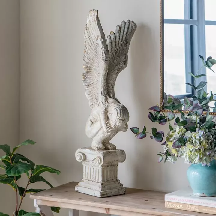 Artekko Statue Διακοσμητικό Γλυπτό από Μαγνήσιο σε Λευκή Πατίνα (30x32x95.5)cm