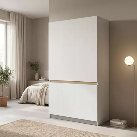 Ντουλάπα τρίφυλλη Merzia pakoworld  sonoma-λευκό 120x46.5x183εκ