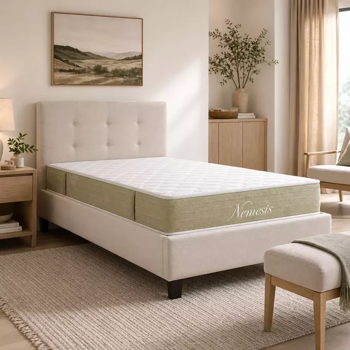 Bed with mattress Mago-Nemesis pakoworld fabric ecru 100x200cm