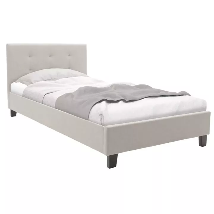 Bed with mattress Mago-Perfecto pakoworld fabric ecru 100x200cm
