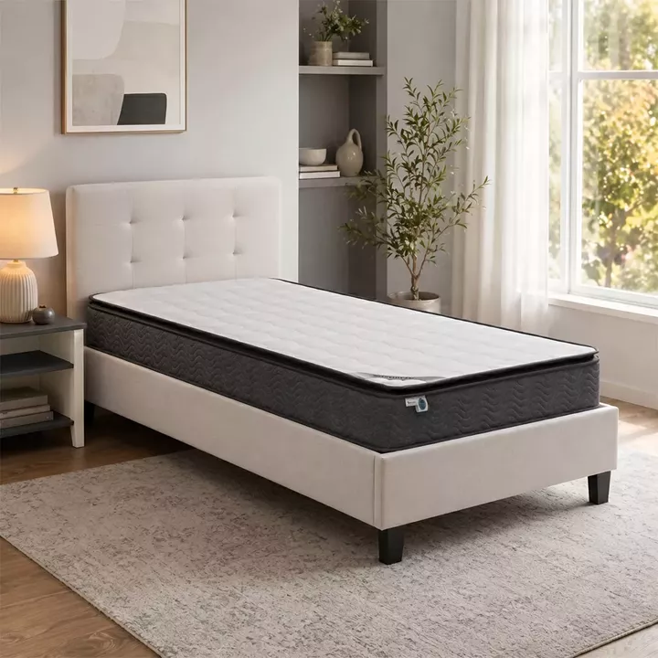 Bed with mattress Mago-Perfecto pakoworld fabric ecru 100x200cm
