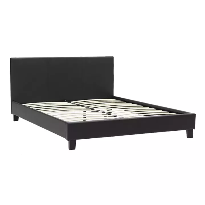 Bed with mattress Nevil-Utopia pakoworld PU black 150x200cm