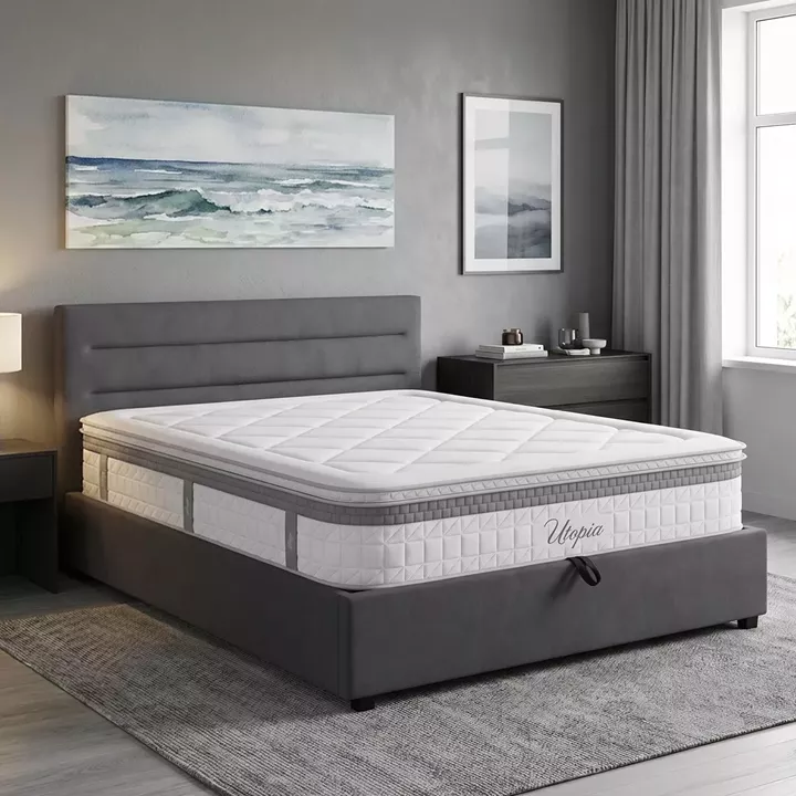 Bed with mattress and storage space Molito-Utopia pakoworld velvet anthracite 150x200cm