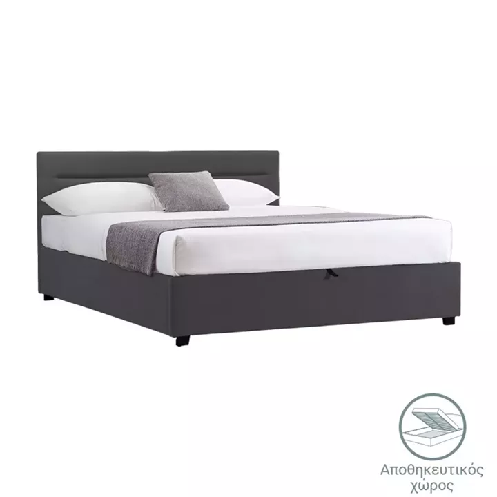Bed with mattress and storage space Molito-Nemesis pakoworld velvet anthracite 150x200cm