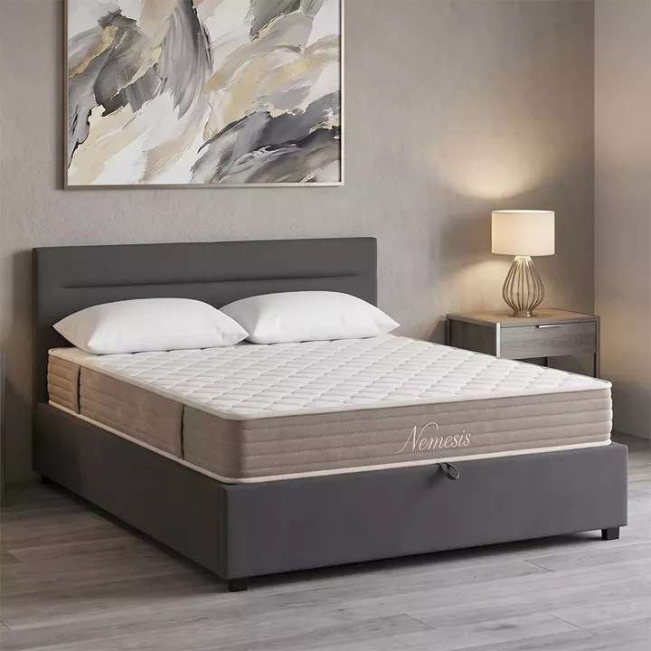 Bed with mattress and storage space Molito-Nemesis pakoworld velvet anthracite 150x200cm