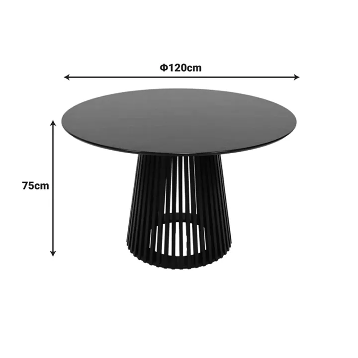 Dining Room with Murde Chairs Black and Domonic Table Black D120x75cm Set of 5pcs
