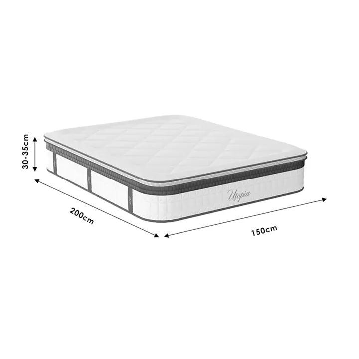 Bed with mattress Nevil-Utopia Pakoworld PU white 150x200cm