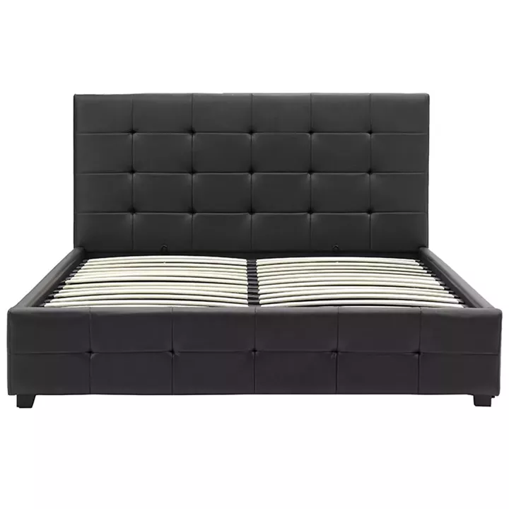 Bed with mattress and storage space Roi-Nemesis pakoworld pu black 160x200cm