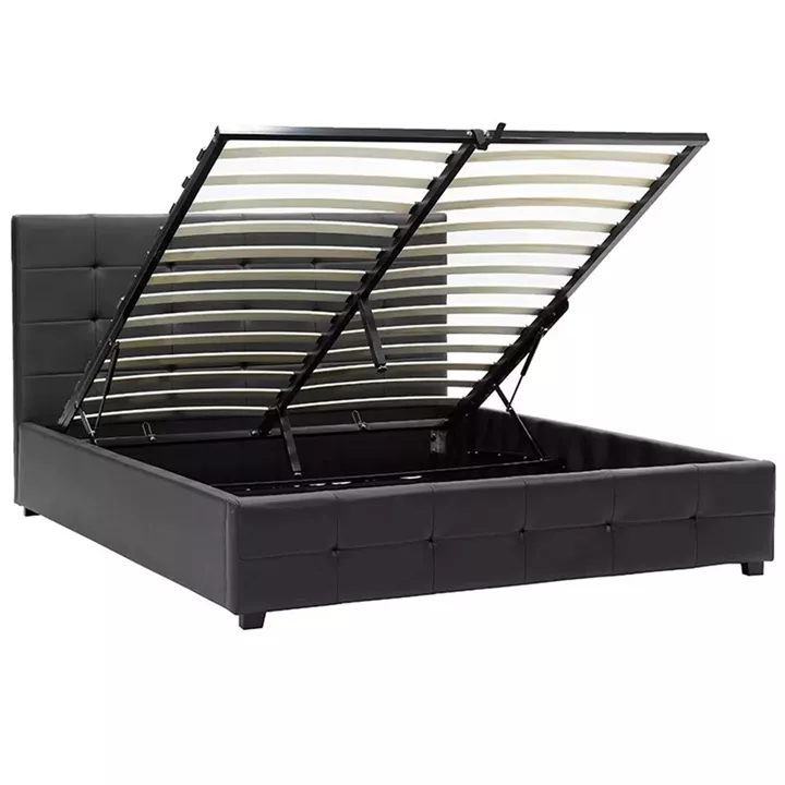 Bed with mattress and storage space Roi-Nemesis pakoworld pu black 160x200cm
