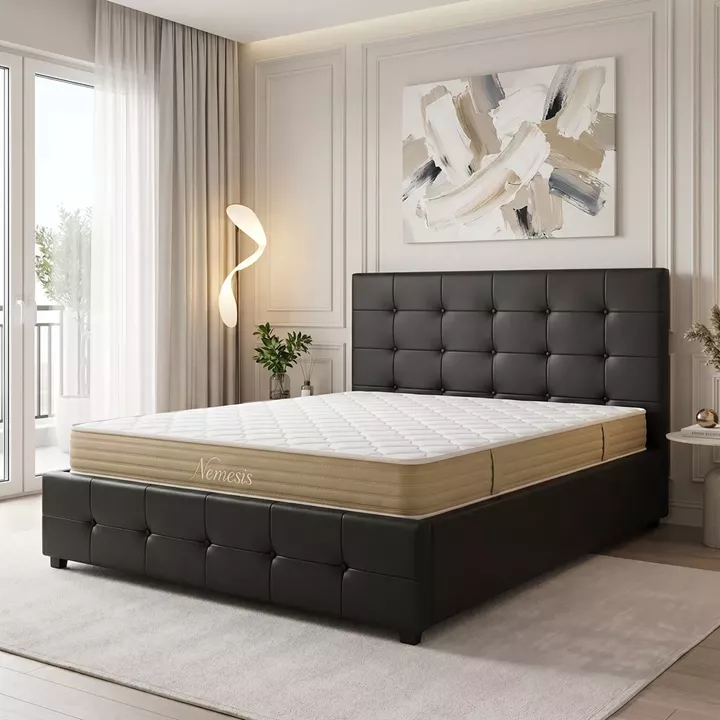 Bed with mattress and storage space Roi-Nemesis pakoworld pu black 160x200cm